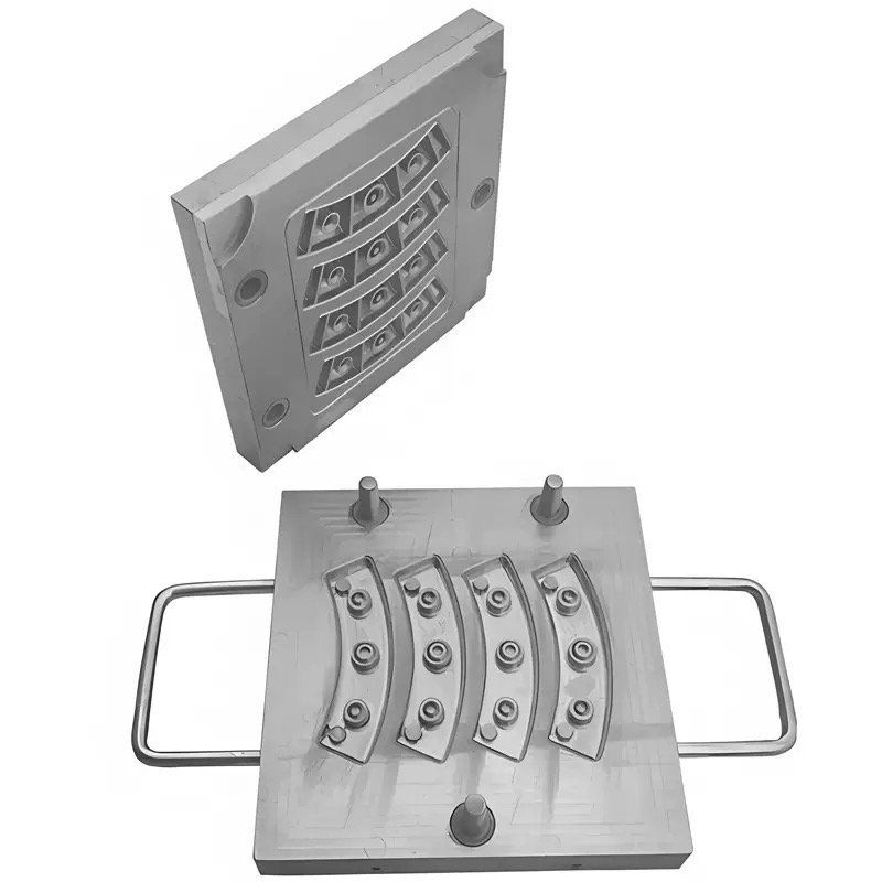 Open silicone keypad mold tooling with curved button cavities