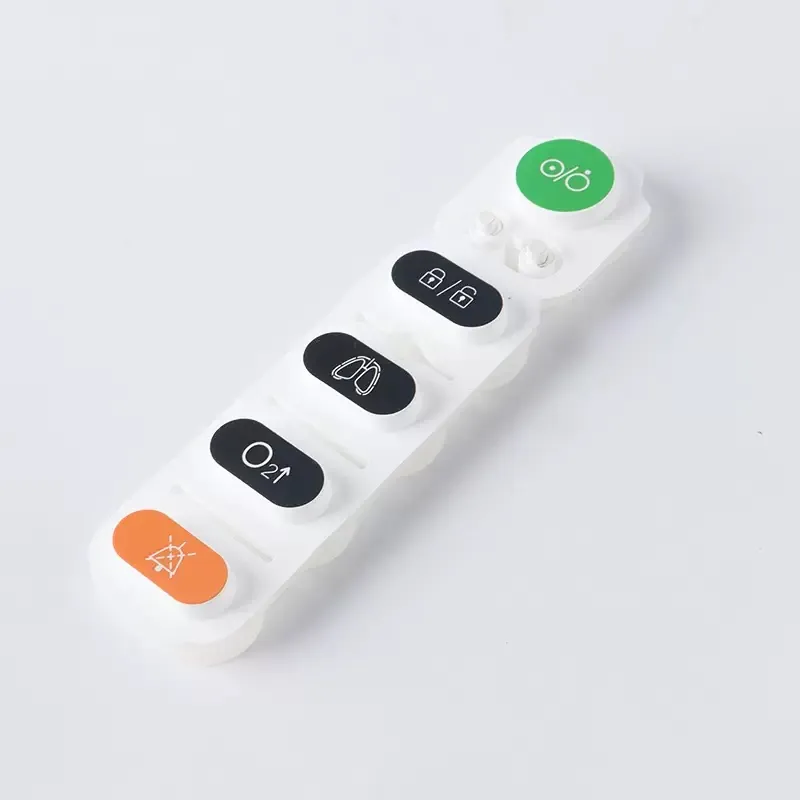 White silicone button strip with printed legends