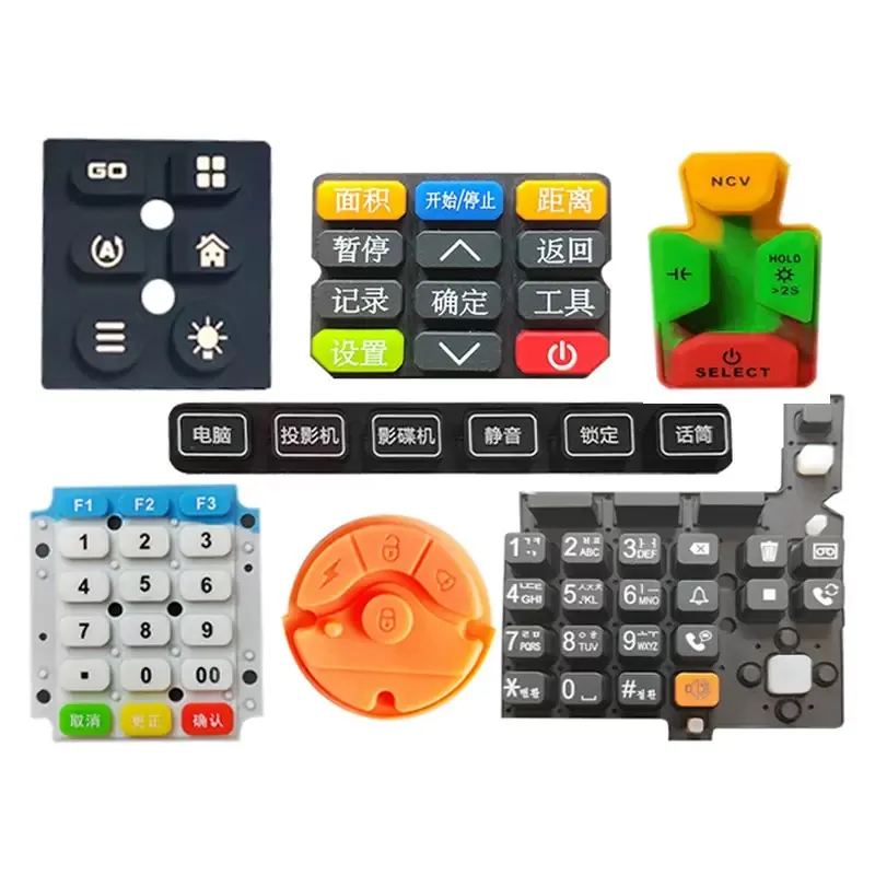Assorted custom control keypad and silicone button layouts