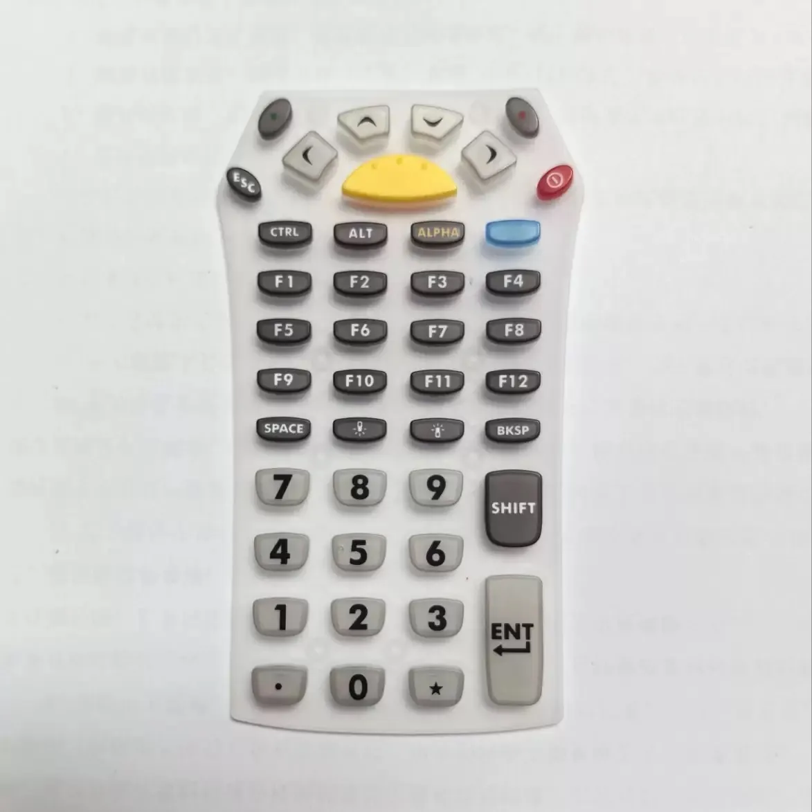 Large custom silicone control keypad with numeric and function keys