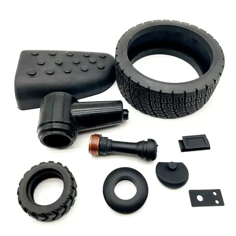 Black molded silicone industrial and protective components