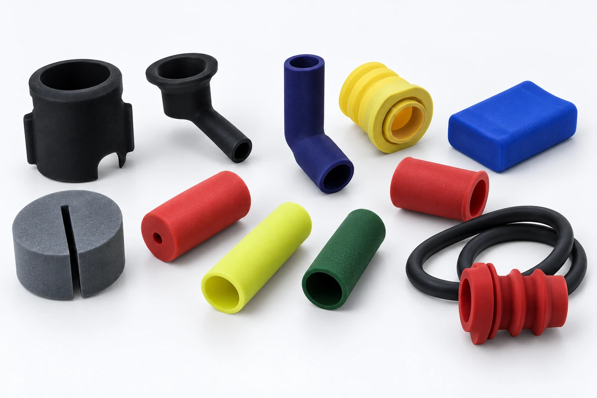 AI-assisted illustration of silicone sleeves and molded contact parts